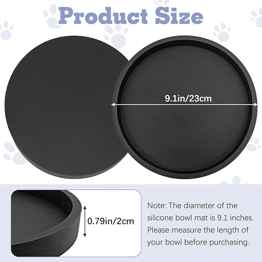 BNOSDM 2 PCS Dog Feeding Mat Black Silicone Pet Food Mats Waterproof for Dog Cat Bowl Placemats Nonslip Cat Food Mat for Small and Medium Cats and Dogs (9.1in)