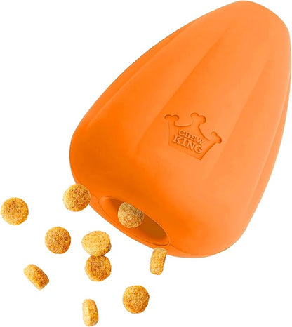 Chew King by Mammoth Premium Treat Dispensing Dog Toy, Durable Natural Rubber Chew Toy with Bacon Flavor, Safety Air Vent, Interactive Enrichment Toy for Aggressive Chewers, XL - Orange