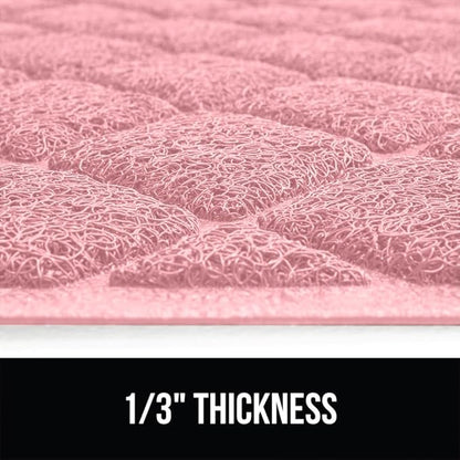 GORILLA GRIP Cat Litter Box Mat, 47x35, Water Resistant, US Designed Kitty Litter Trapping Mats, Easy to Clean, Scatter Control, Less Mess and Clean Floors, Kitten Supplies for Indoor Cats, Light Pink