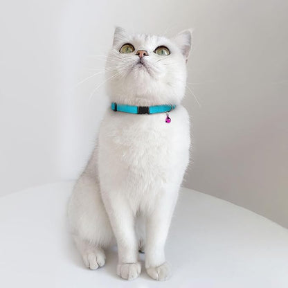 Breakaway Cat Collar Leather with Removable Bell - 13 Colors Available - Soft Adjustable Girl Boy Safety Lightweight Pet Kitten Collars Pink Brown Blue Green Red Orange Black (Graphite)