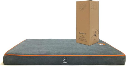 Hard-Wearing Orthopedic Dog Bed for Crate, 29x18 Inch, Made of Memory and HR Foam, Two-Sided Use, Providing Soft and Relatively Hard Support, with an Extra Inner Waterproof Protector (Gray)