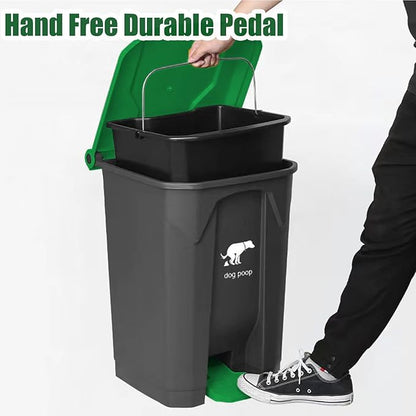 Yatmung 20L/5Gallon Dog Poop Trash Can Outside - Hands-Free Pedal Pet Waste Bin with Removable Inner Bucket - Backyard, Porch, Garage, Yard, Odorless - Dogs Poop Garbage Can Outdoor with Waste Bags