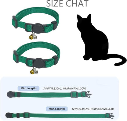 Breakaway Cat Collar with Bell, Safety Buckle Kitten Collar, Elastic Strech Quick Release, Adjustable Lightweight Collars for Girl Boy Cats, Pet Supplies, Accessories, Gifts Dark Green