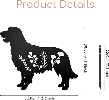 Dog Garden Stake - Unique Gift for Dog Lovers, Black Metal Outdoor Decor, Durable Yard Art Statue (Golden Retriever)