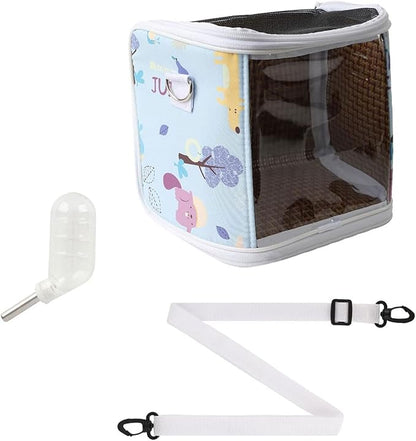 Guinea Pig Carrier with Water Feeder, Small Animal Hamster Carry Pouch with Ventilated Design and Clear Window, Chinchilla Travel Carrier for Bird Parrot Guinea Pigs Pet Transportation