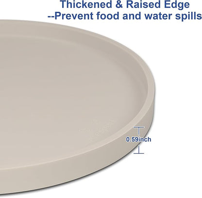 Arespark Cat Food Mat, Set of 2 Nonslip Waterproof Feeding Bowl Silicone Mats with Raised Edges for Food Water Prevent Spills, Round Eating Plates Tray for Dog Cat Puppy Kitten, 8'' x 8''