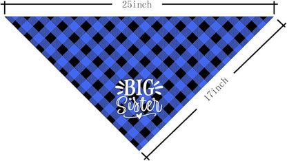 Big Sister Dog Bandanas, Buffalo Plaid Pet Scarf, Pet Dogs Scarf Accessories, Baby Announcement Dog Bandana, Dogs Bandana Gift for Small Medium Large(B18)