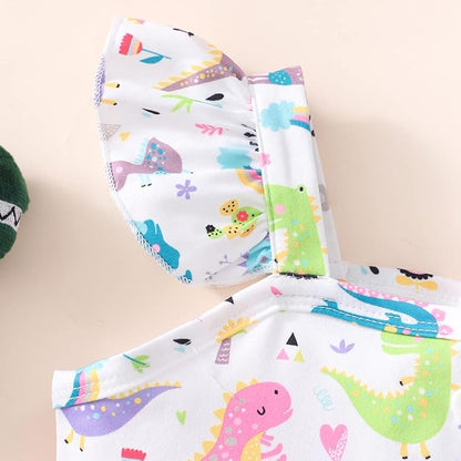 Toddler Baby Girls Summer Clothes Outfits Ruffled Sleeve Dinosaur Shirt Leopard Tops and Shorts Pants Sets 2PCS