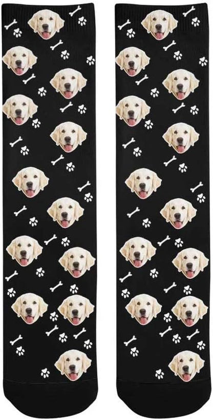 Custom Face Socks, Personalized Dog Lover Pet Photo Picture on Socks Unisex Athletic Crew Socks for Men Women