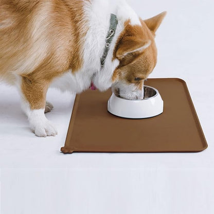 AUDWUD Silicone Waterproof Pet Feeding Mats,Anti Slip Bowl Pad, Dog Mat for Food and Water