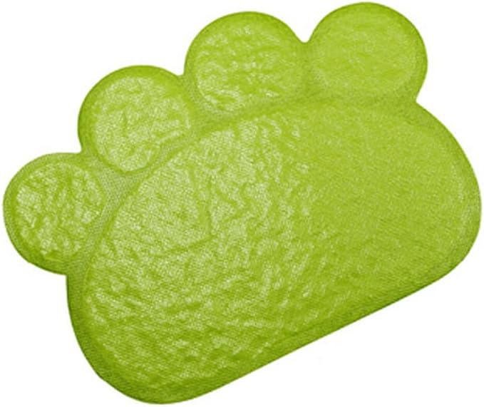 PVC Pet Dog Cat Puppy Kitten Dish Bowl Food Water Feeding Placemat, Non-Slip Cat Litter Mat Paw Shape, Blue Small