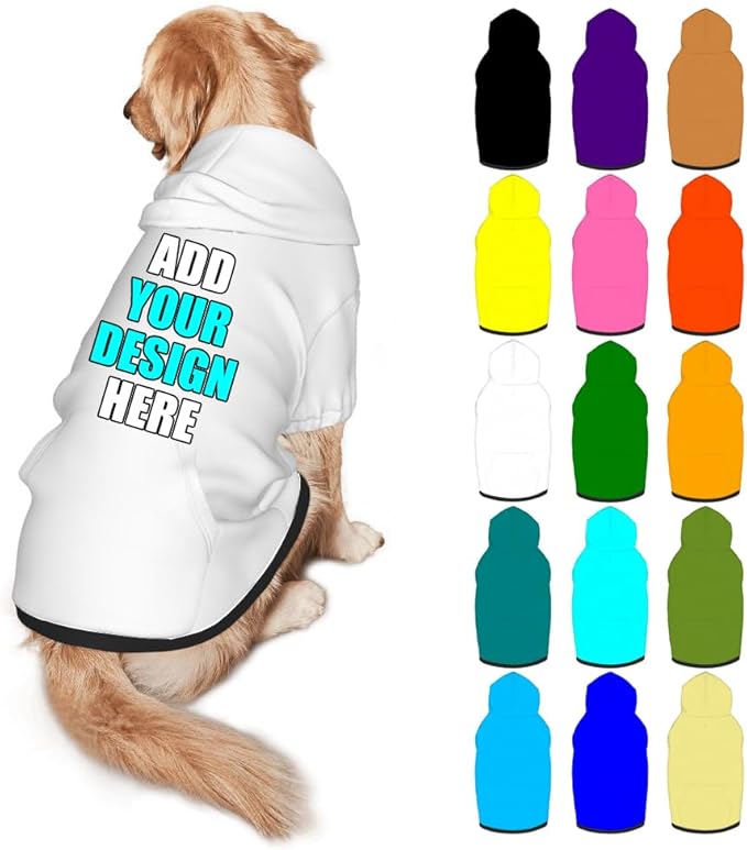Custom Dog Hoodie Personalized Photo Text Logo Name Dog Clothes, Soft & Warm for Puppy Sweatshirt Hooded for Small Medium Large Dogs Girl/Boy Cats/Kitten, White, XL