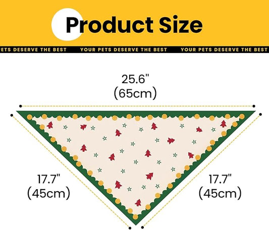 Dog Bandana, Adjustable Puppy Bandana for Birthday Party & Daily Photos, Soft Polyester Triangle Bibs Scarf, Cute Accessories for Small Medium Large Pets (Red Forest & Starry Patterns)