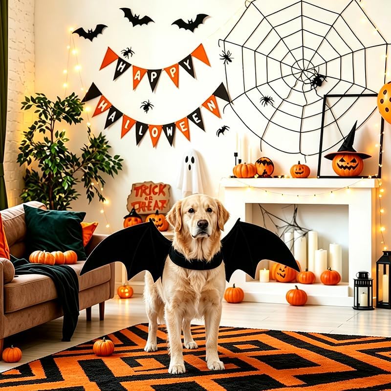 Halloween Pet Bat Wings Costume for Small Medium Large Dogs Cats Adjustable Black Bat Costume Wings for Pet Halloween Cosplay Party. - Image 4