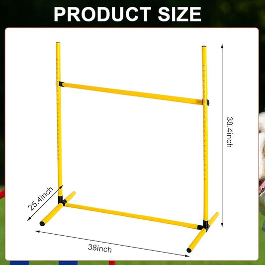 6 Pcs Dog Agility Training Equipments Dog Agility Jumps Hurdles Adjustable Jumps Hurdles Pet Jump Bars with Bag and Whistle for Indoor Outdoor Dogs Pet Jump Course Game(Yellow)