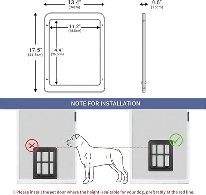 NAMSAN Dog Screen Door, Flap Opening 11.2 x 14.4 inches, Dog Door for Screen Door, Large Pet Door for Sliding Door Magnetic Self-Closing, Screen Door with Doggie Door Built in, Lockable, Black