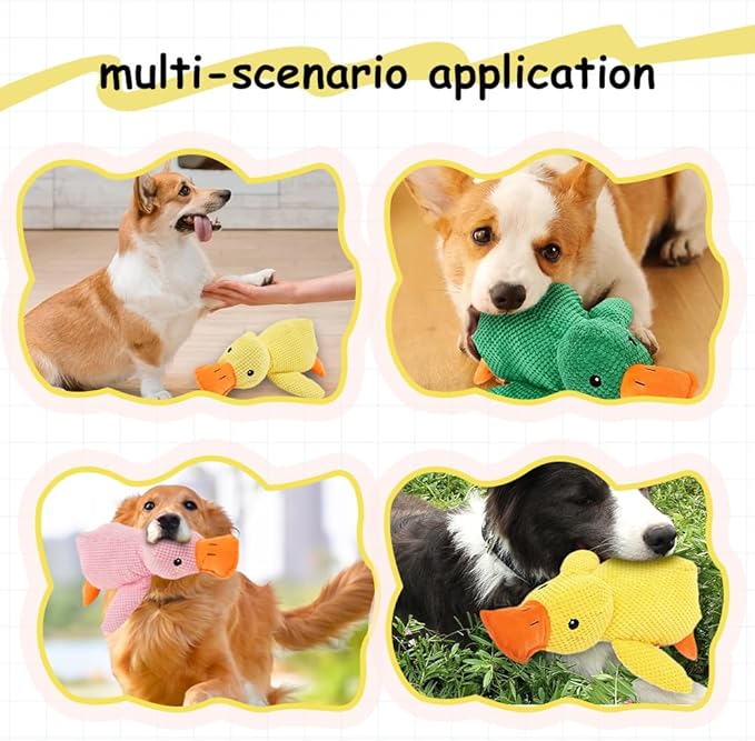 2025 Upgraded Dog Toys, New Durable Calming Duck Toys, Dog Toys for Aggressive Chewers with Soft Squeaker, Fun for Indoor Puppies and Senior Pups (Yellow, XL-14.9 * 17.7in)