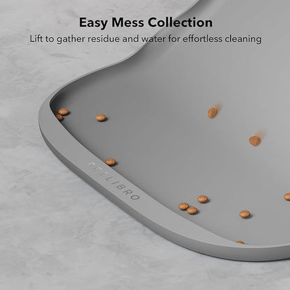 PETLIBRO Dog Food Mat, Safety Silicone Cat Food Mat for Feeder & Fountain, Waterproof Dog Bowl Mat, Raised Edge Spill Protection Floor, Cove Feeding Mat for AF005, AF103 Single Tray, 17.7"x12"