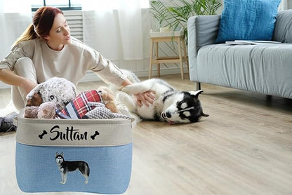 Personalized custom photo and name dog toy storage box A foldable pet supply basket Storage bins for pet clothes, toys, food and accessories are available for dogs, cats and other pets (Optional 1)