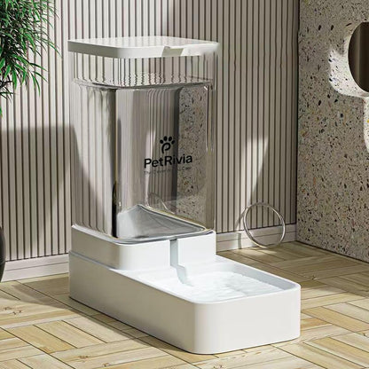 Automatic Gravity Cat Feeder and Water Dispenser Set - 1.6kg Food & 3.3L Water Capacity - Cat Food and Water Dispenser for Small to Medium Cats - No-Spill Pet Feeding Station