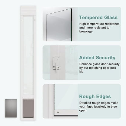 Sliding Glass Pet Door Insert, Up to 35lb for Doggie & Puppies Adjustable 77"-81" Height, Easy Install Aluminum Doggy Door with Lock,Patio Access for Small Pets