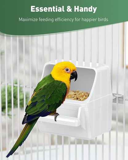 Pawfly 1 Pcs Bird Feeder Hanging Plastic Bird Cage Feeders with Hooks Birds Water Dispenser with Perch Birds Water Feeders for Cage Parrot Feeder Food Bowl for Parakeet Cockatiel Canary