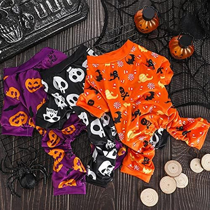 Weewooday 3 Pieces Dog Jumpsuit Skull Pumpkin Pet Pajamas Romper Puppy, M - Image 3