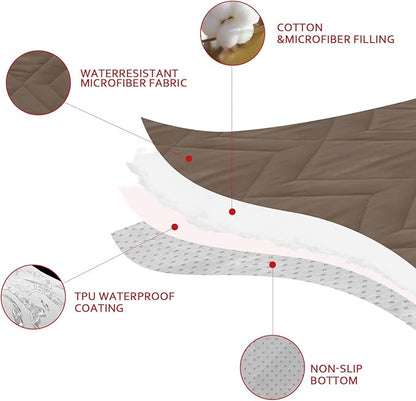 Moonsea Waterproof Blanket Dog Bed Cover with Non-Skid Bottom, Couch Cover for Dogs, Mattress Protector Furniture Protector, Bed Couch Sofa(86" X 82"), Chocolate