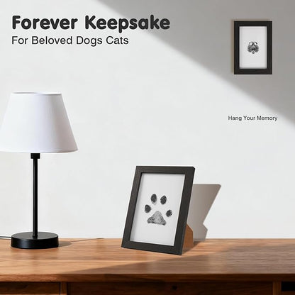 Inkless Paw Print Kit for Dogs,Cats & Babies - Clean Touch Dog Nose & Baby Handprint Kit,Mess Free Dog Paw Print Kit,2-Pcs Ink Pads & 1 Wooden Frame - Keepsake Gifts for Pet Lovers,New Moms
