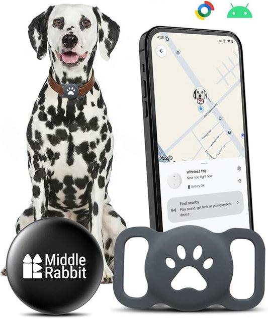 Dog Tracker Tag (Android Only) GPS Pet Tracking Smart Tag for Dog Collars, Android Airtag, Animal Finder, Compatible with Google Find Hub App