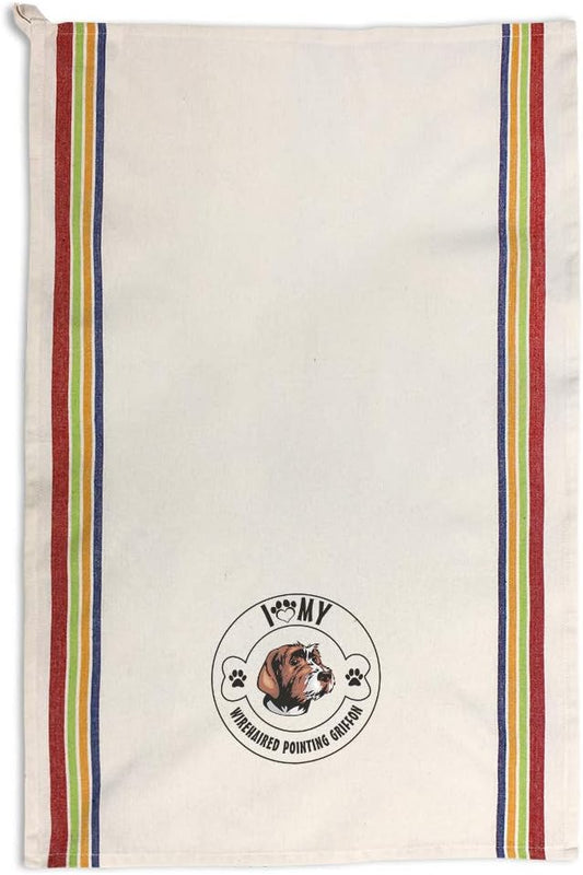 Custom Decor Kitchen Towels Love Paw Wirehaired Pointing Griffon Dog Pets Dogs Cleaning Supplies Dish Towels Multi Stripe Design Only
