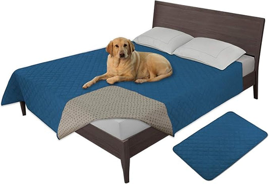 Easy-Going 100% Waterproof Dog Bed Cover, Non-Slip Pet Blanket for Furniture, Washable Couch Cover, Repleasement Sofa Cover (96x82 in,Peacock Blue)