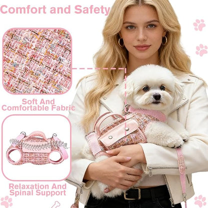Dog Lift Harness Backpack for Small Dogs Cats, Adjustable Straps Dog Sling Carrier for Hiking, Travel, Outdoor – Black Medium
