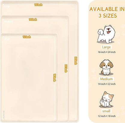 MateeyLife Silicone Cat & Dog Food Mat for Floors Waterproof, Anti-Slip Dog Bowl Mats for Food and Water, Pet Feeding Mats with Lip to Prevent Spills, Pet Placemat for Messy Drinkers to Protect Floors