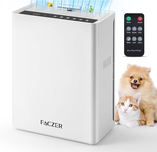 Air Purifiers for Home Large Room, PM 2.5 Display Air Quality Monitor Cover Up to 2500 Ft² with Remote, Air Purifiers for Home Pets with Fragrance, Air Cleaner for Pets Hair, Dust, Smoke,Odors (White)