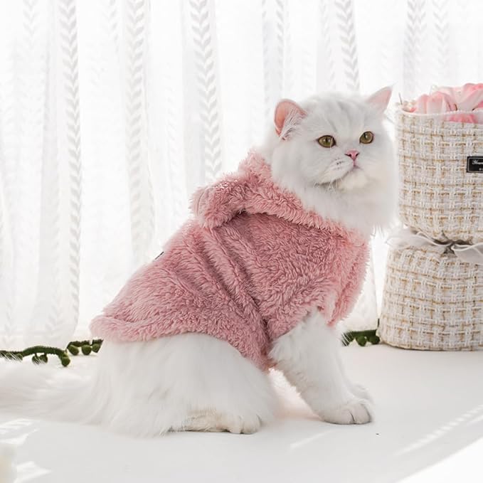 Selena Cat Bunny Ears Costume Cute Dog Kitten Hoodies Sweater Rabbit Ears Puppy Pet Apparel (Small,Pink)