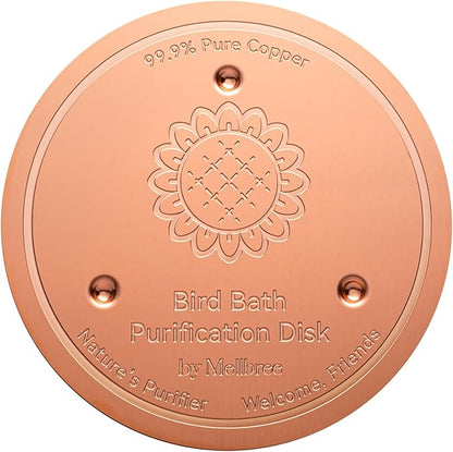 Mellbree Bird Bath Copper Disk, 0.6mm Reinforced 99.99% Pure Copper Cleaning Disk for Physical Safe Clean Water, Universal Fit for Outdoor Birdbath, Bowl, Bird Bath Heater Solar (Sunflower)