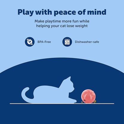 PetSafe SlimCat Interactive Feeder - Combines Play with Mealtime - Adjustable Portions - BPA-Free Plastic - Slow Feeder for Digestion - Lightweight, Dishwasher-Safe Toy - Pink