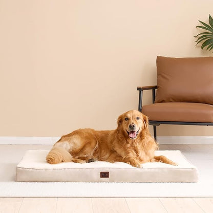 EHEYCIGA Orthopedic XXL Dog Beds for Jumbo Dogs with Removable Washable Cover for Crate, Camel, 47x29