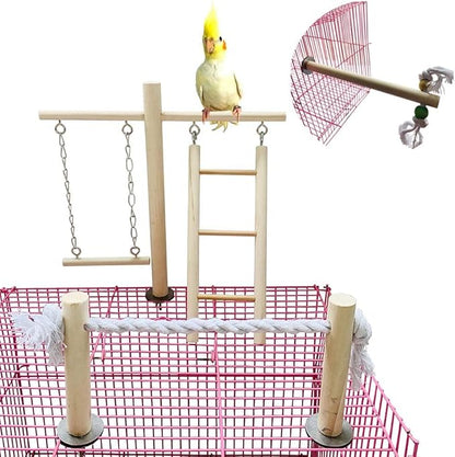PINVNBY Bird Playground, Wood Parrot Play Gym Stand Perch Bird Cage Accessories for Small and Medium Parakeet Cockatiel Conure Love Birds Finch