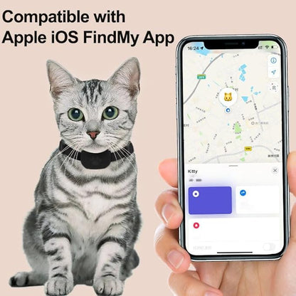 PawsPath Pet GPS Tracker Collar, Unlimited Range Waterproof Cat Dog Anti-Lost Device Smart Locator Tracking GPS Pet Tracker Collar for Apple iOS FindMy (Blue, Large)