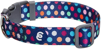 Blueberry Pet Essentials Rainbow Polka Dots Adjustable Dog Collar, Small, Neck 12"-16"