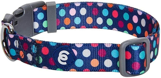 Blueberry Pet Essentials Rainbow Polka Dots Adjustable Dog Collar, Large, Neck 18"-26"