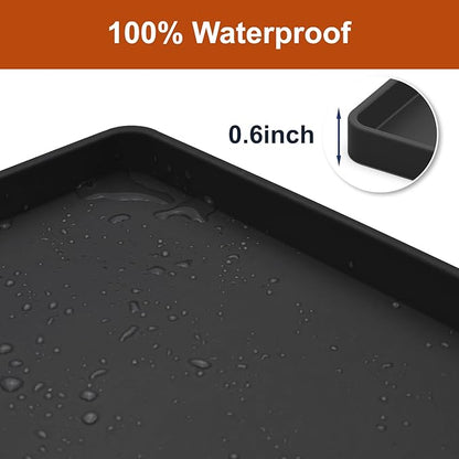 Extra Thick Silicone Mat Waterproof with Raised Edge 22" x 19", Under Sink Mat for Kitchen & Bathroom, Kitchen Cabinet Liner, Multi-Purpose for Storage & Protection, Black