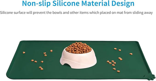 AUDWUD Silicone Waterproof Pet Feeding Mats,Anti Slip Bowl Pad, Dog Mat for Food and Water