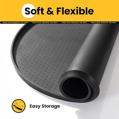 Dog Food Mat,1/2 Inch Raised Edges Cat Feeding Mat for Spill Containment,BPA-Free Silicone Pet Food Mats for Floor Waterproof,Rubber Dog Placemats for Food and Water Bowls(Black,19"x12")