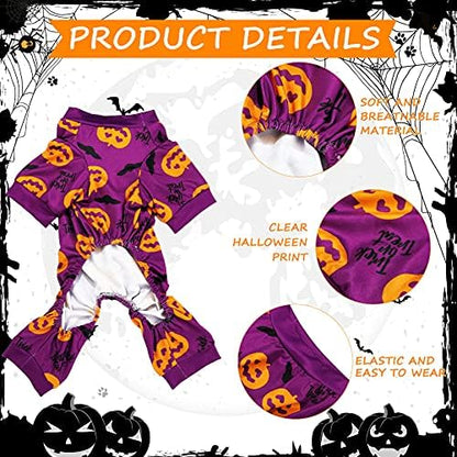 Weewooday 3 Pieces Dog Jumpsuit Skull Pumpkin Pet Pajamas Romper Puppy, M - Image 2