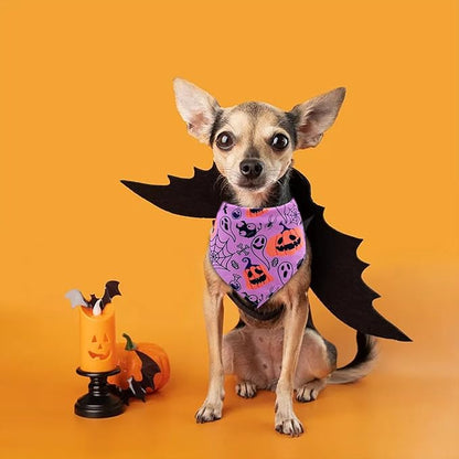 PET SHOW 50 Pack Halloween Small Dog Bandanas Girl Boy Pumpkin Bat Ghost Cat Scarf Adjustable Pet Bibs for Medium Pets Accessories Puppy Outfit Festival Party Supply