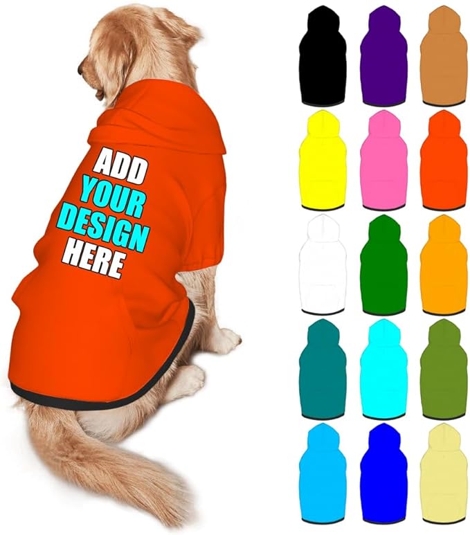 Custom Dog Hoodie Personalized Photo Text Logo Name Dog Clothes, Soft & Warm for Puppy Sweatshirt Hooded for Small Medium Large Dogs Girl/Boy Cats/Kitten, OrangeRed, M
