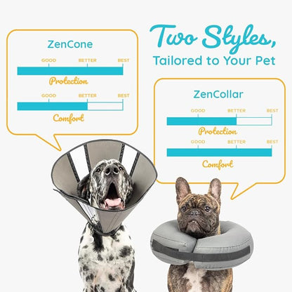 ZenPet Pet Recovery Cone E-Collar for Dogs and Cats - Always Use with Your Pet's Everyday Collar - Comfortable Soft Collar is Adjustable for a Secure and Custom Fit (Medium)